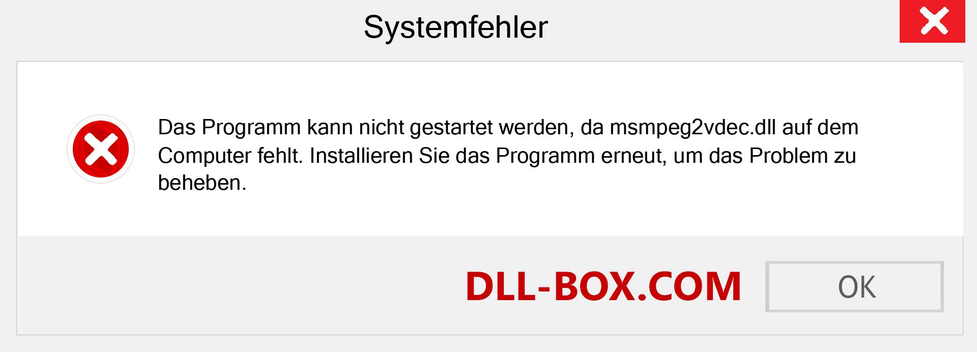 msmpeg2vdec.dll-Datei fehlt?. Download für Windows 7, 8, 10 - Fix msmpeg2vdec dll Missing Error unter Windows, Fotos, Bildern