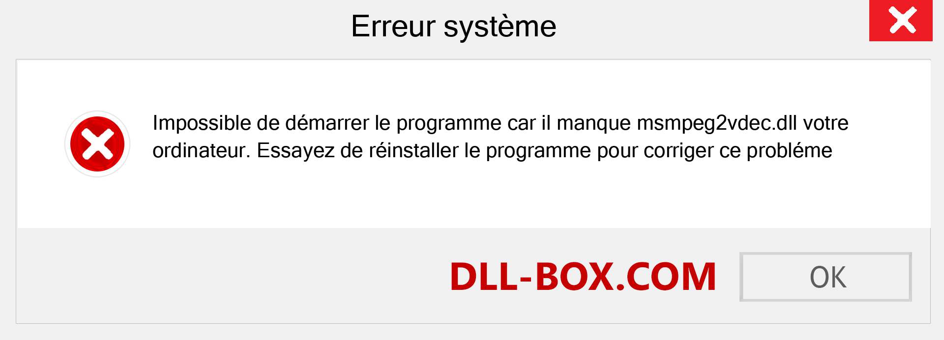 Le fichier msmpeg2vdec.dll est manquant ?. Télécharger pour Windows 7, 8, 10 - Correction de l'erreur manquante msmpeg2vdec dll sur Windows, photos, images